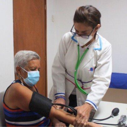 Senior Patient Receiving a Free Health Checkup at SAI Clinic